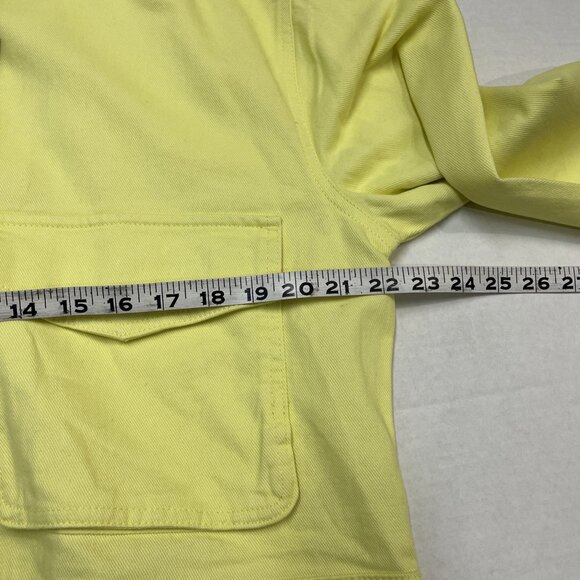 Nicole Miller Jacket Womens M Yellow Canvas Cropped Bomber Boxy Casual Vacation - Picture 8 of 8